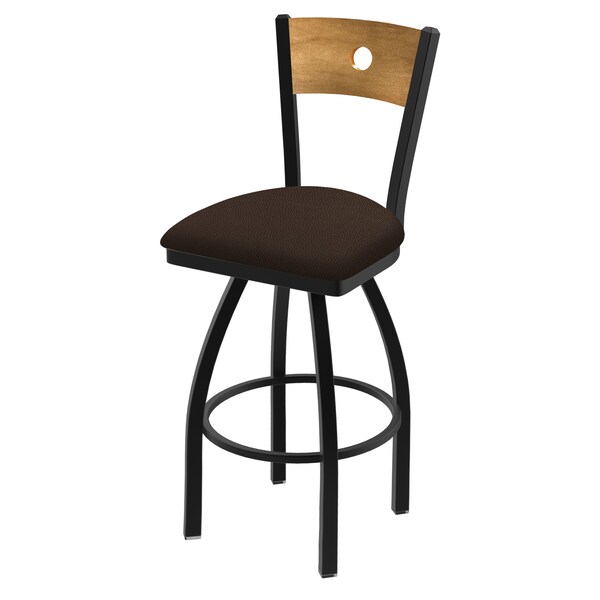 25" Swivel Counter Stool, Black Wrinkle, Med Back, Rein Coffee Seat